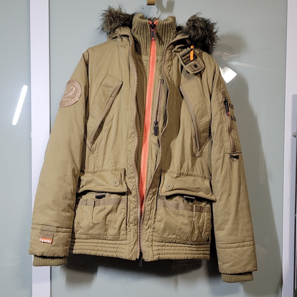Superdry Hooded Bomber Jacket featuring a faux fur trim & sherpa lining
